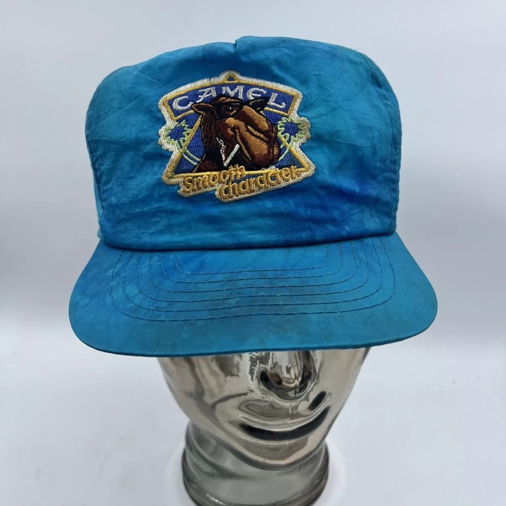 Vintage Camel Mens Hat Cap Snap Back Blue Cigarettes Joe Camel Tie Dye Nylon 90s